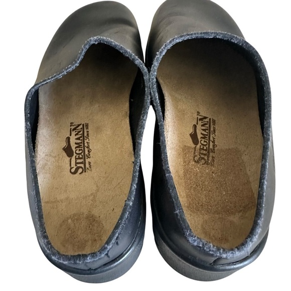 STEGMAN BLACK LEATHER CLOGS SIZE 5 - Picture 7 of 13